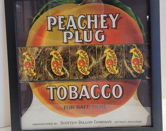 【レア】Nicotine  Mellow Day ニコチン サイン入り Antique, Circa 1915 Peachy Plug Tobacco for Sale Here, Lithograph