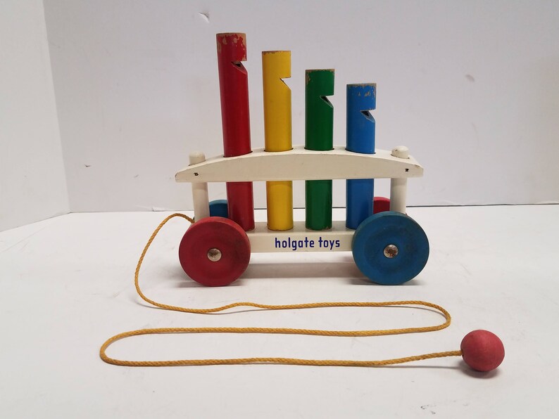 Vintage Antique Holgate Wooden Calliope Peg Whistle Pull Toy Etsy