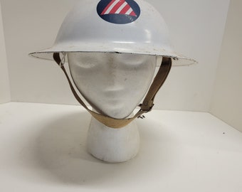 Vintage,  Antique, 1940's  World War 2, WWII  Civil Defense,  Air Raid Wardens Logo Metal Helmet.
