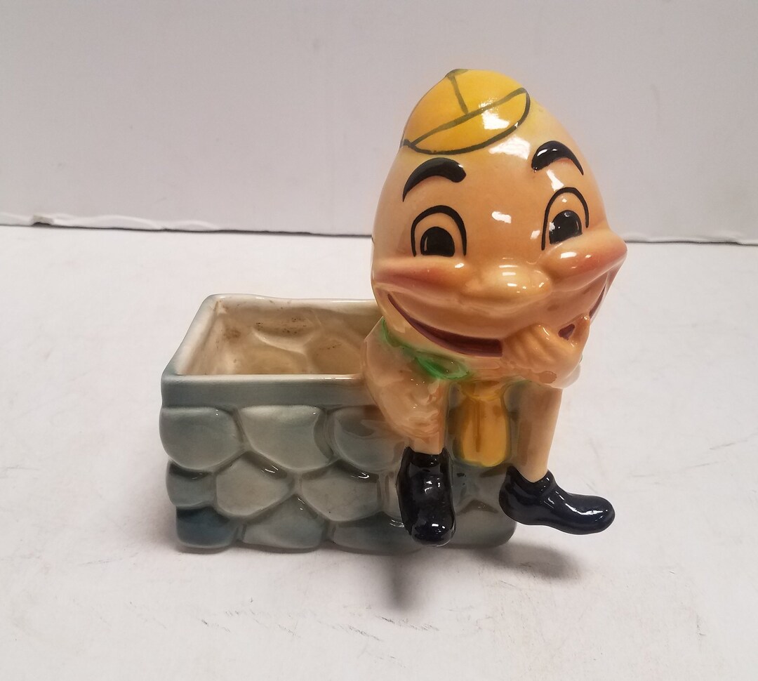 Vintage, Antique Humpty Dumpty Sat on a Wall Ceramic Planter. NOT 1950s ...