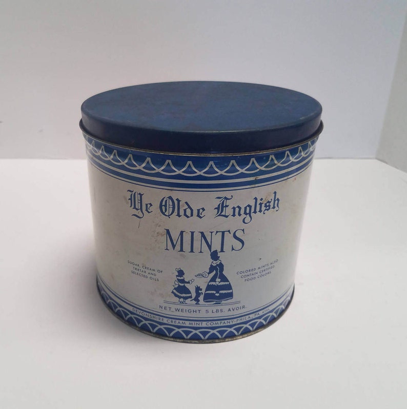 Vintage Tin Ye Olde English Mints Devonshire Cream Mint Etsy