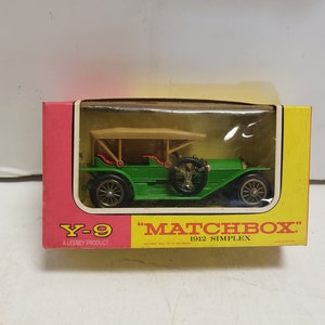 1960 Vintage Lesney Matchbox Y-9 1912 SIMPLEX, Coche de juguete, Hecho en Inglaterra, en caja original