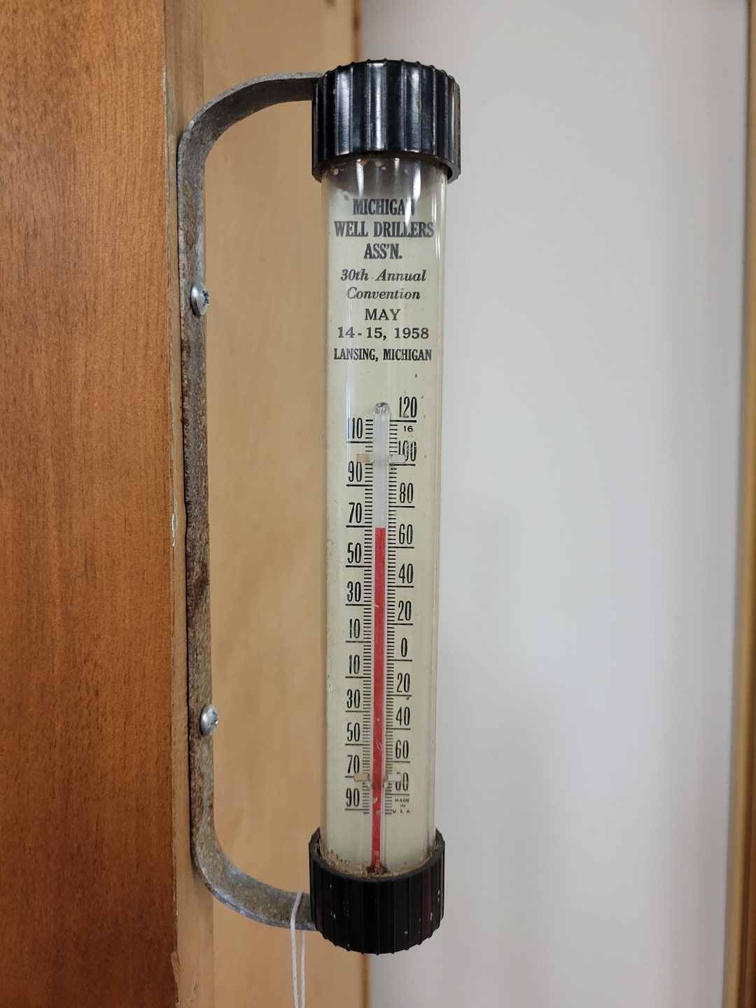 1960s Portland ME Advertising wall Thermometer NOS ROBERTS OFFICE SUPPLY  6.5