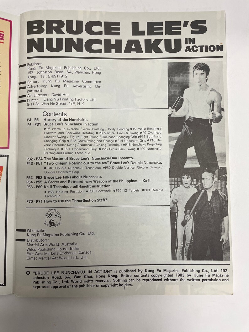 1970's Bruce Lee's Nunchaku in Action Revised Edition Etsy