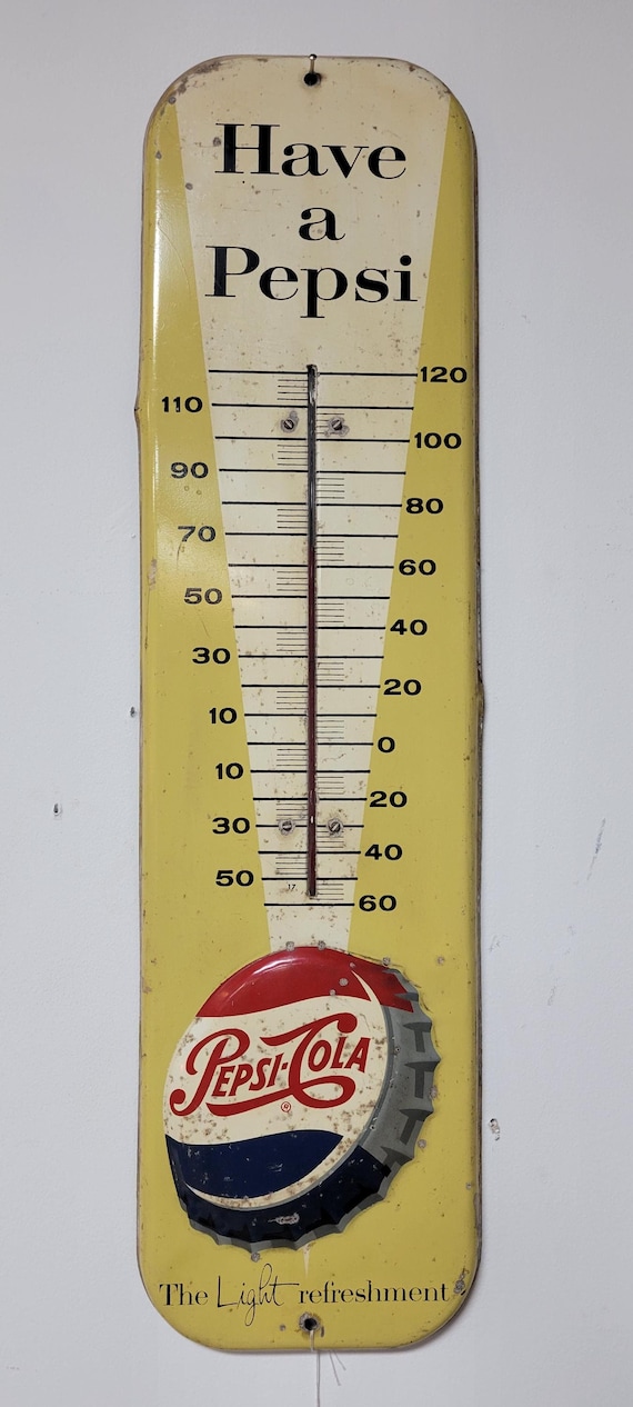 Original, 1950's Vintage, Antique Working Embossed Metal Pepsi