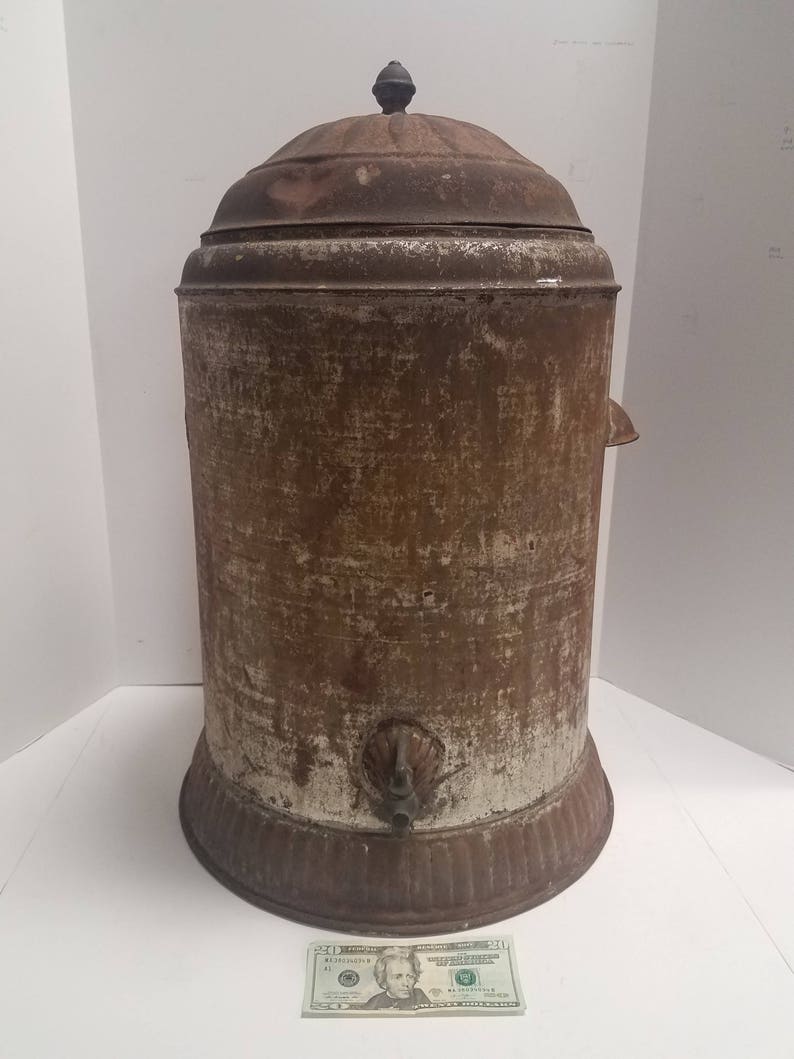 Primitive Antique Victorian Water Cooler Tole Jug w/ Spigot Etsy