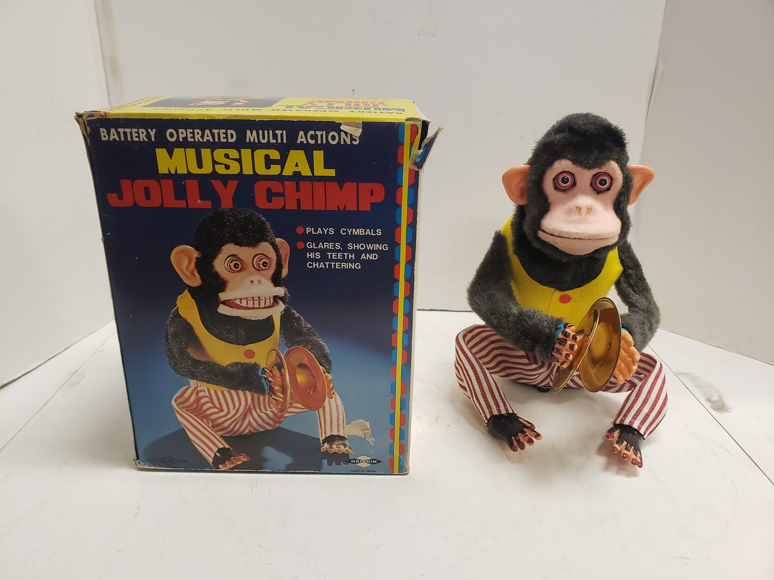 ♡monkeyページ♡ Vintage Daishin CK Musical Jolly Chimp Toy, Good Working Condition