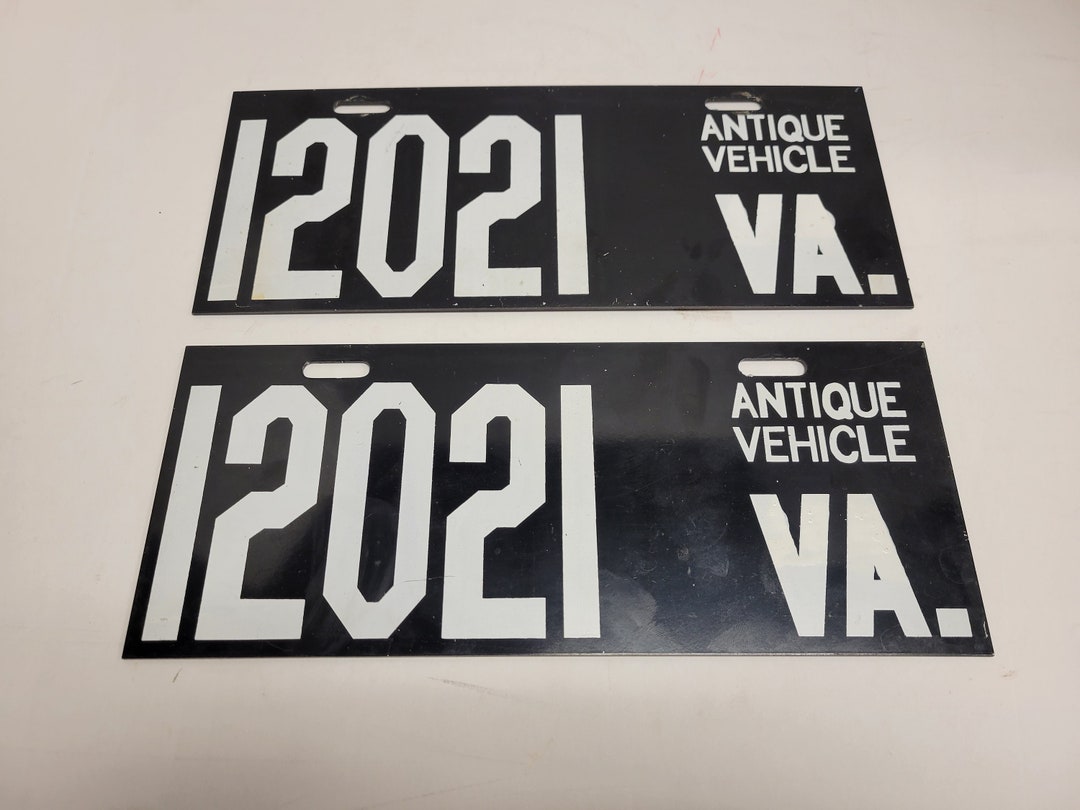 1970's, Vintage, VIRGINIA TYPE 3 Antique Vehicle Label Plates, 2 Plates ...