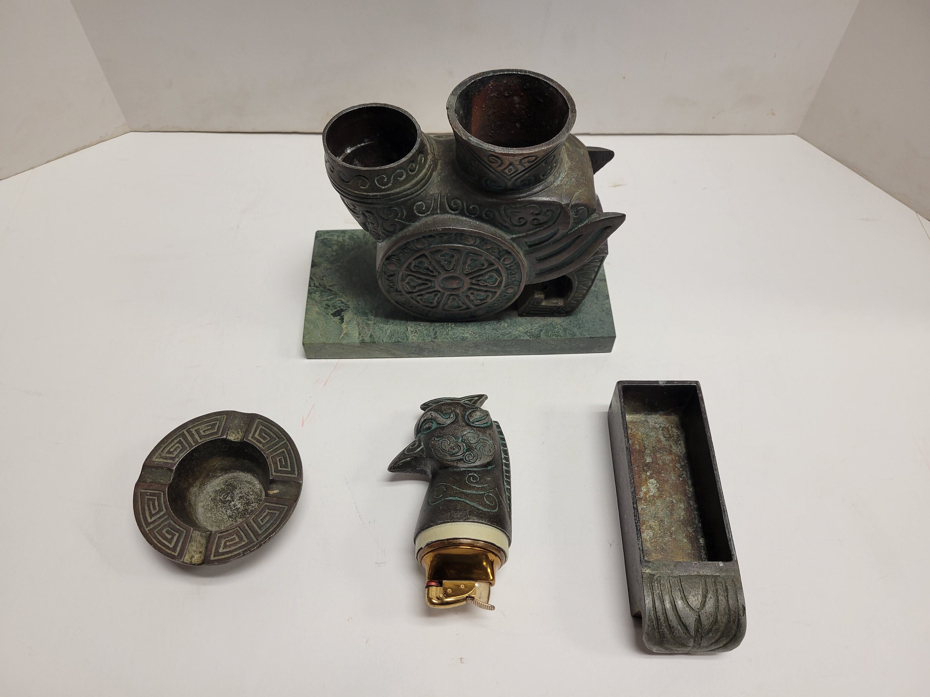 Vintage / Antique Unique, Aztec Inspired Bird Ashtray, Lighter ...