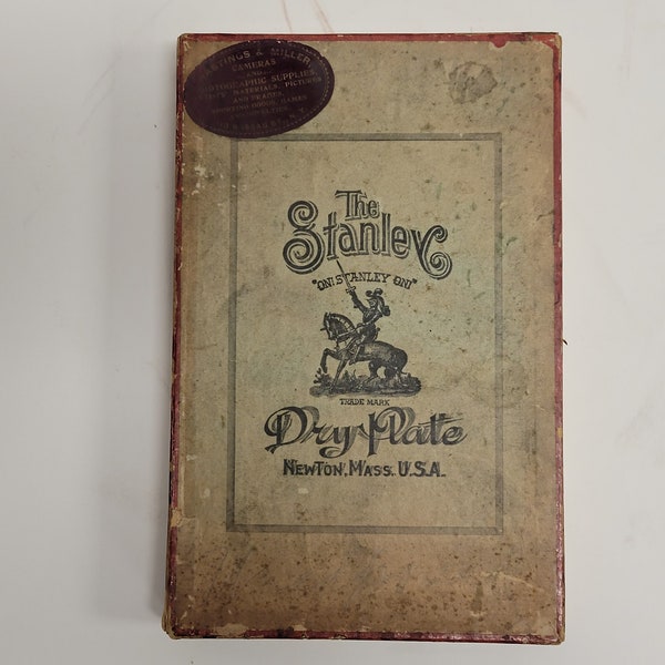 NOS, Circa  1900,  Antique Sealed Box, The Stanley Photography Dry Plates,  Glass, Black & White Negatives , Newton, Mass.  ca: 1890 - 1904