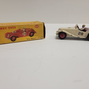 1950&#39;s,  Vintage , Dinky Toys  no. 108 M.G MIDGET SPORTS CAR diecast Meccano England  w/ original  box