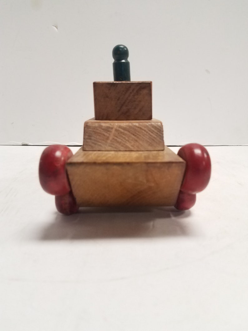 223S VERY RARE Vintage Antique Wooden USA Army Tank Division Pull Toy by Cass Toys No