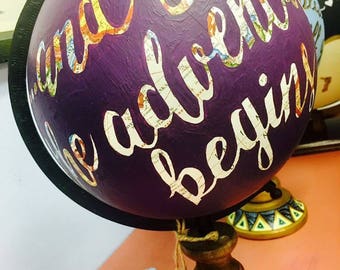 9" Hand Painted Globe with Reverse Lettering