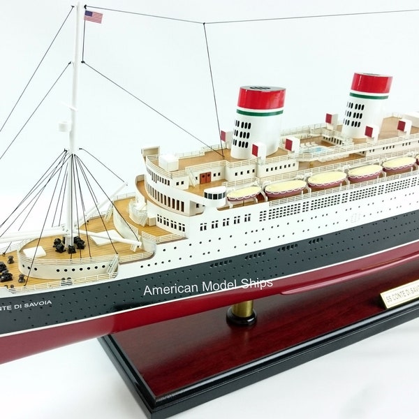 SS Conte Di Savoia Italian Cruise Ship Model 32" Handcrafted Wooden Scale 1:300