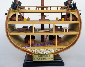 HMS Essex Cross Section Handcrafted Wooden Model Display Home Decor