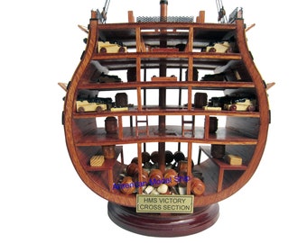 HMS Victory Cross Section Handcrafted Wooden Model Display Home Decor