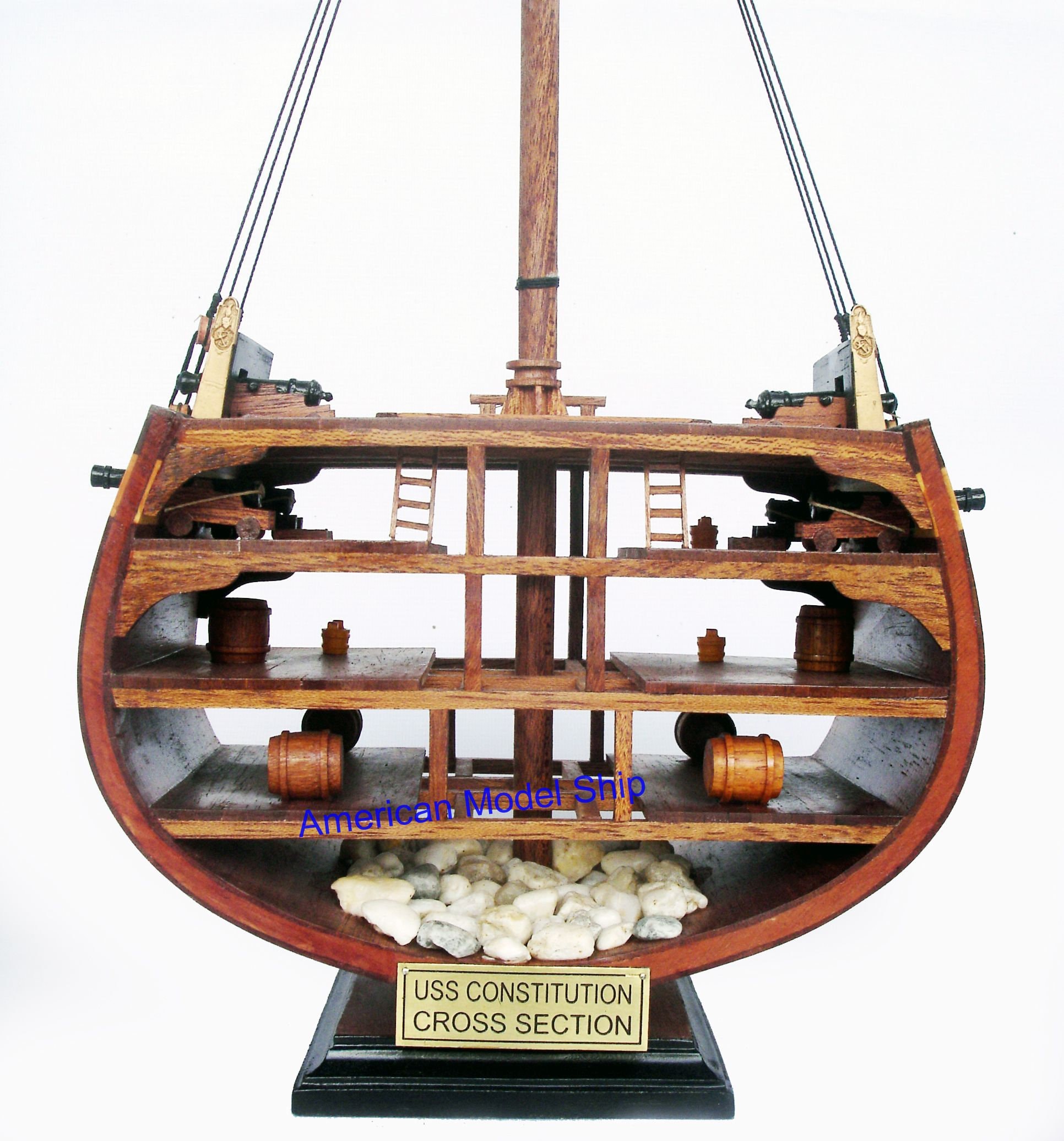 USS Constitution Cross Section Handcrafted Wooden Model Display Home Decor