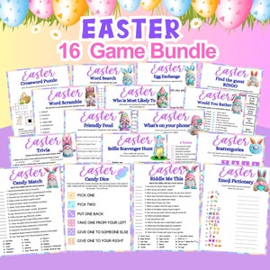 Easter Games Bundle, Easter Printable Games Adults, Easter Trivia Games ...