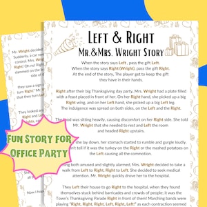 Left Right Game Office, Funny Story Left Right Game Any Occasion, Printable Left Right Game Adults, Pass the Prize Game, Pass the Gift Game