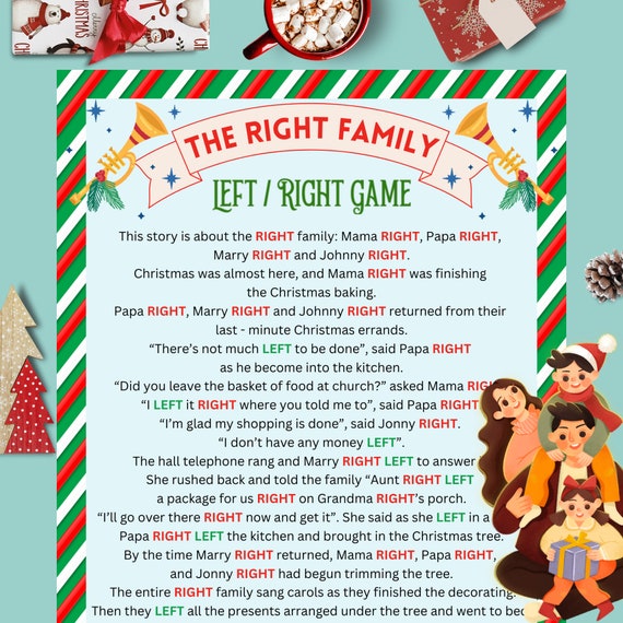 Left Right Game for Christmas, the Wright Family Funny Stories, Pass the  Present Game, Party Gift Exchange Game, Gift Giving Game Adults 