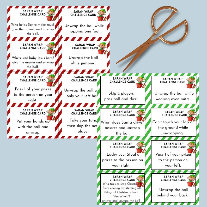 Saran Wrap Ball Game Challenge Cards Printable Plastic Wrap Etsy