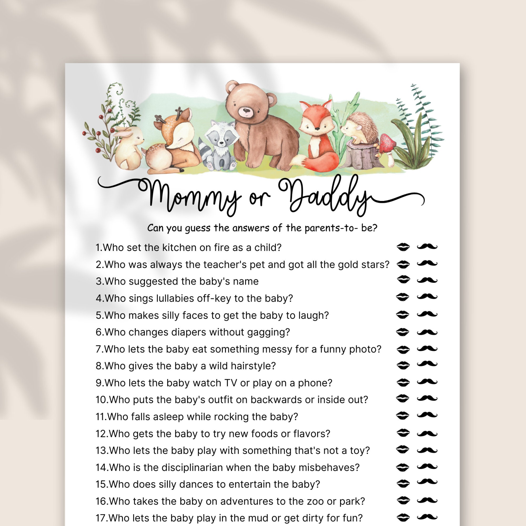Guess Who Mommy or Daddy Baby Shower Game, Mom or Dad Baby Shower Game ...
