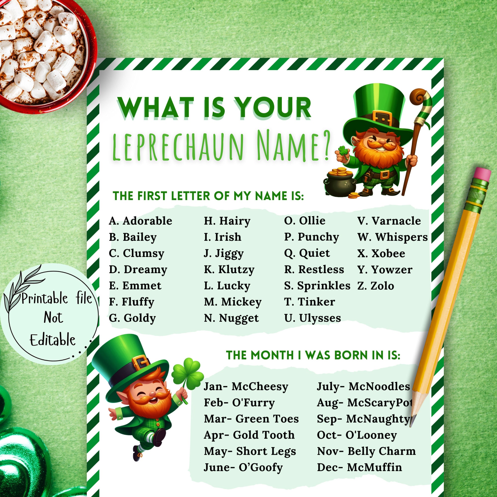What's Your Leprechaun Name, Leprechaun Name Game, St Patricks Day Game ...
