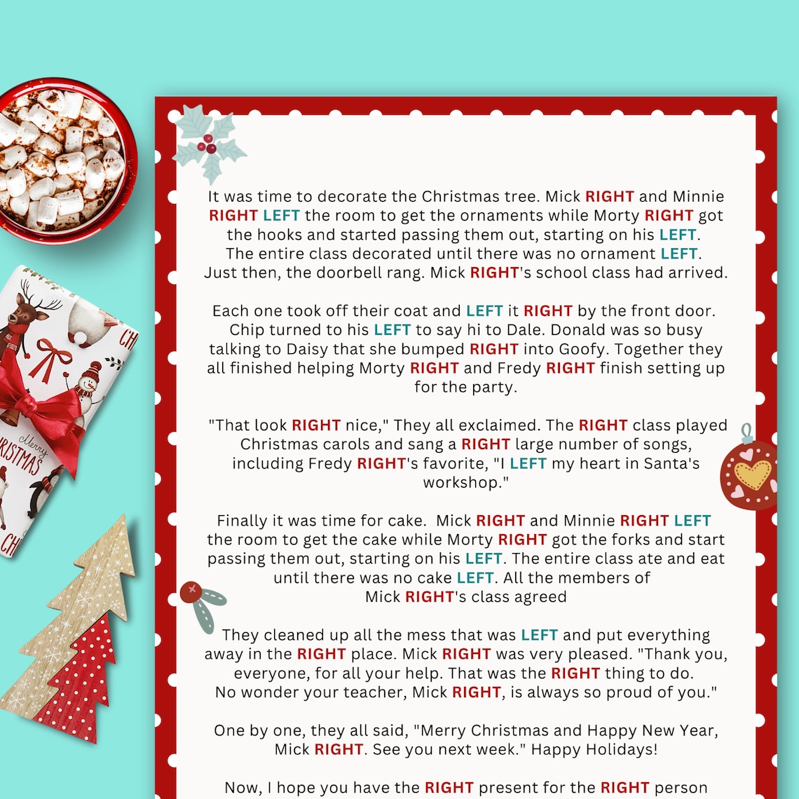 Left Right Christmas Game, Left Right Game, Fun Family Christmas Story The Christmas Story Right Left Game