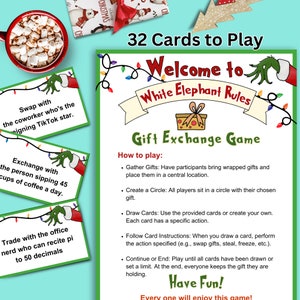 White Elephant Game Gift Exchange Game Rules Printable White - Etsy UK