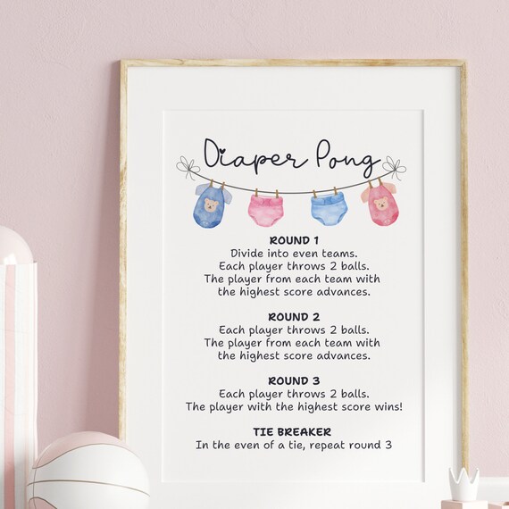 Diaper Pong Game, Diaper Pong Baby Shower Game, Diaper Pong Rules