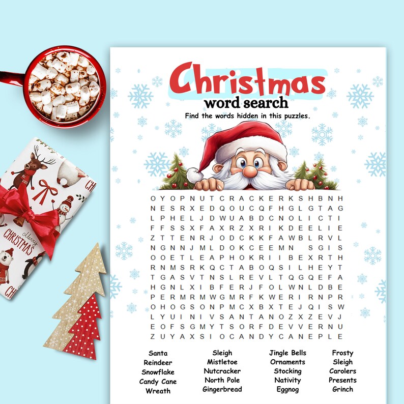 Christmas Word Search, Printable Christmas Word Games, Christmas Family