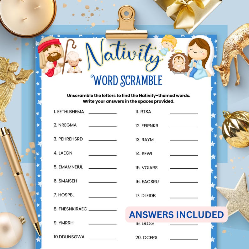 Christmas Trivia Games, Nativity Word Scramble Game, Christmas Games ...