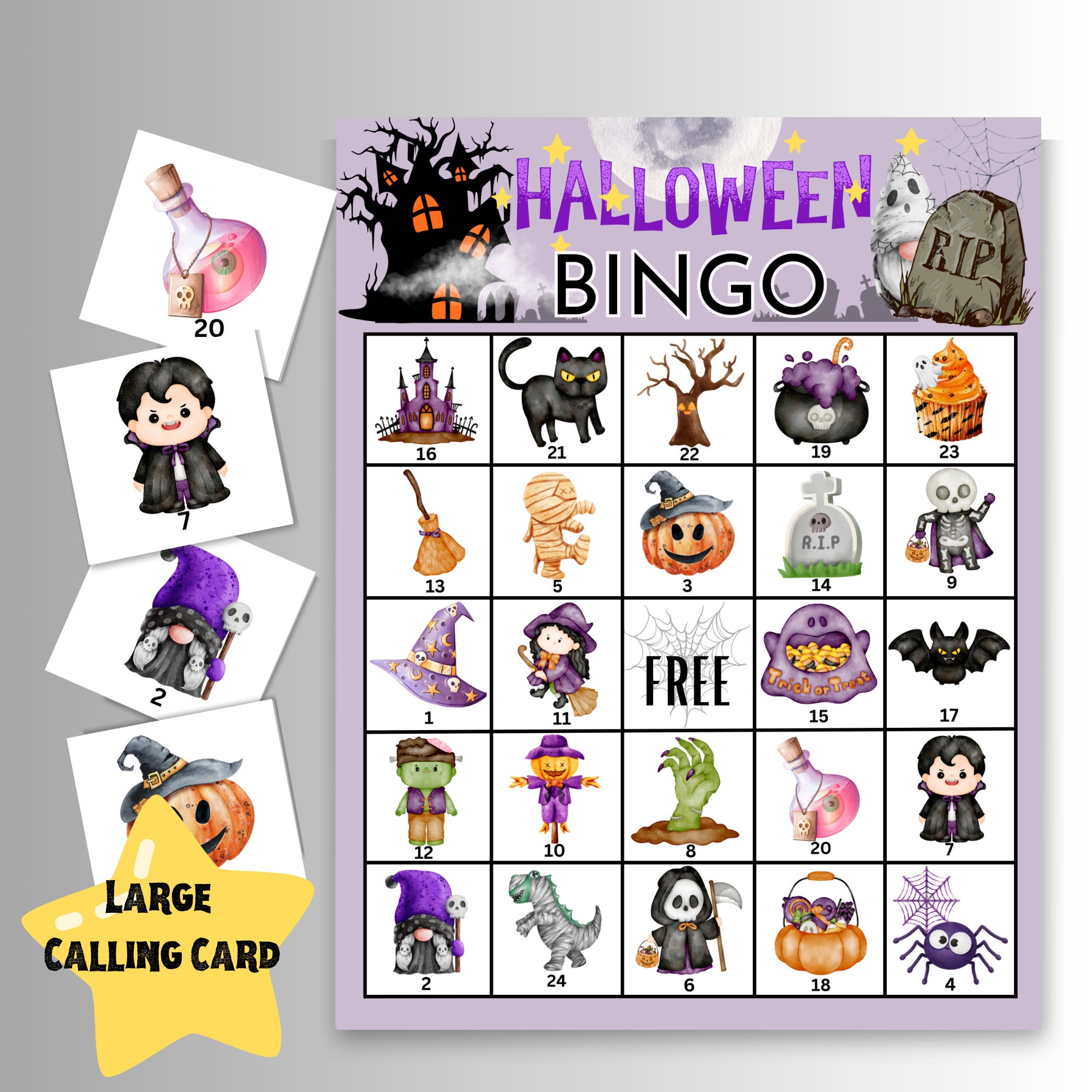Halloween Bingo Game Printable Halloween Game Kids 50 Etsy