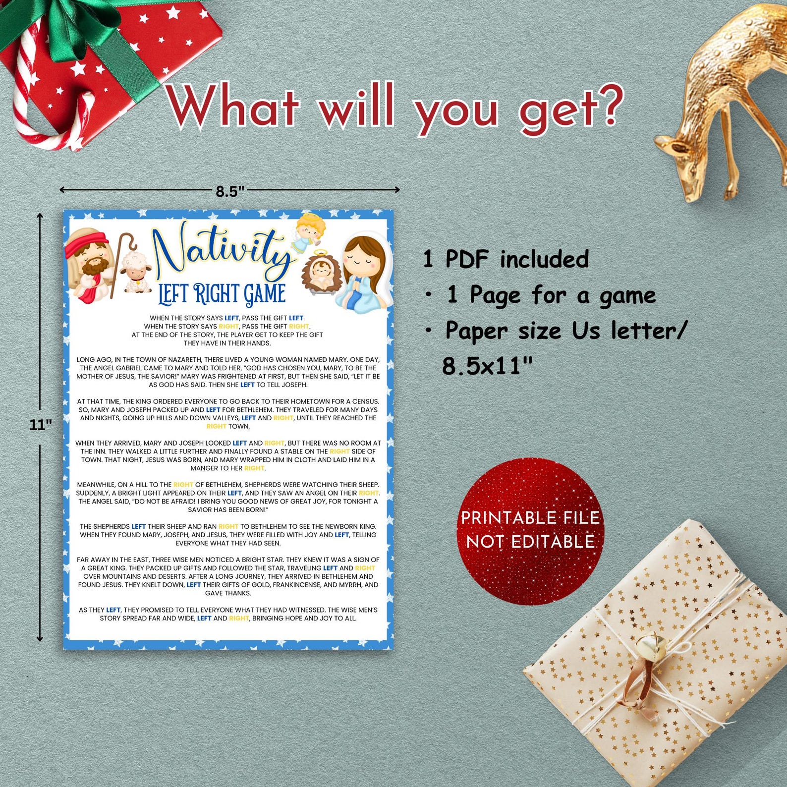 Christmas Left Right Game, Christmas Story Game, Printable Christmas ...