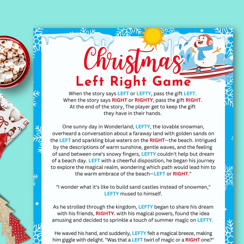Left Right Christmas Game, Funny Snowman Christmas Stories, Right Left ...