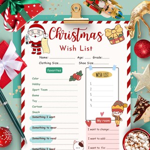 Weihnachtswunschliste Vorlage, Kinder Weihnachtsgeschenkliste zum ausdrucken, Meine Weihnachtswunschliste, Ästhetischer Brief an Weihnachtsmann, Weihnachtsgeschenkideen