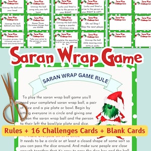 Jogo de Saran Wrap, Regras do Jogo de Bola de Saran Wrap e Cartas de Carvão, Jogos de Natal para Imprimir Grupo Adultos Crianças, Jogos de Festa de Natal em Família