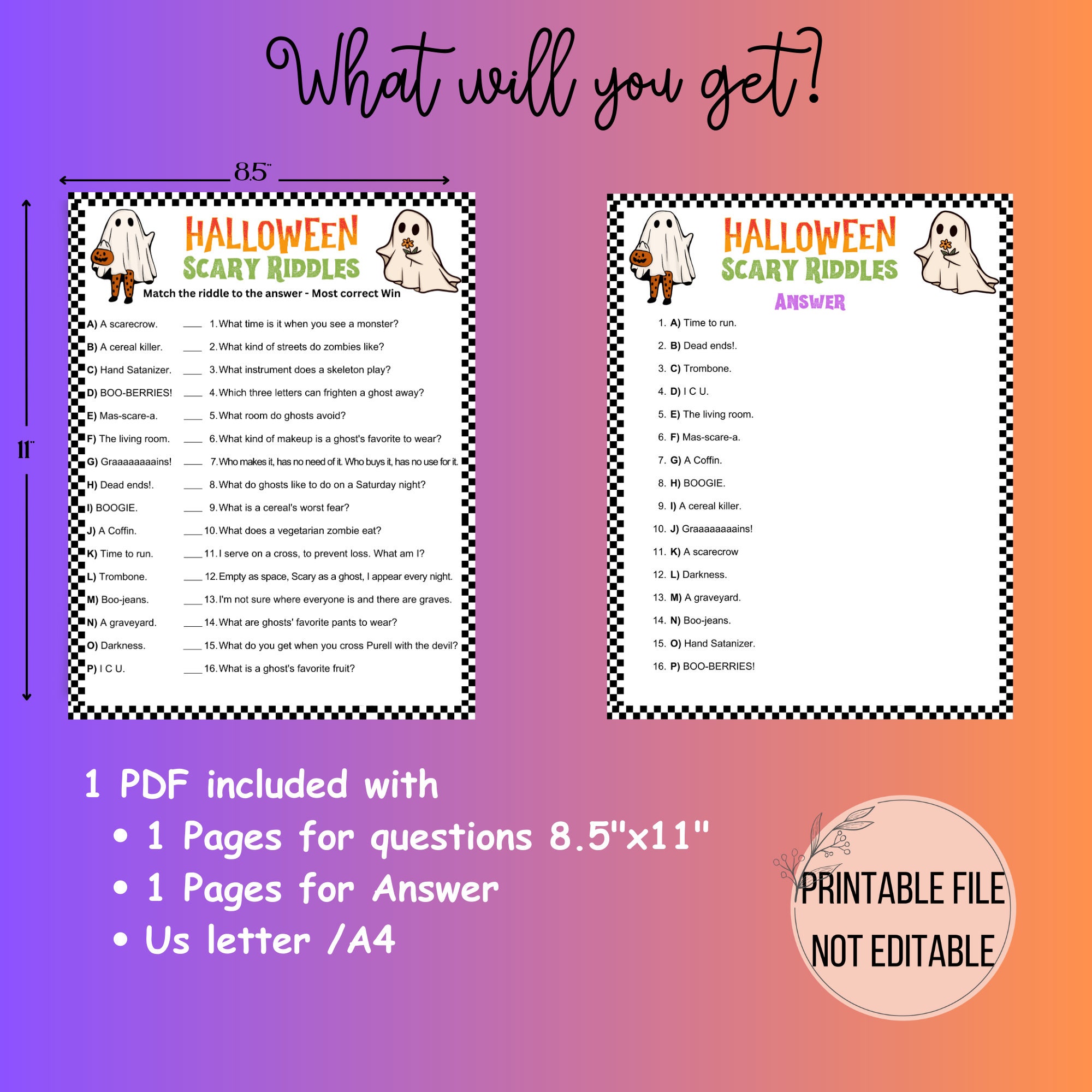 Sary Riddles Halloween Riddles Game, Adults Halloween Games Printable, Halloween ...