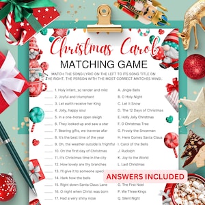 Christmas Carol Games, Christmas Song Trivia Questions with Answers, Christmas Party Games Family, Christmas Printable Games, Holiday Trivia