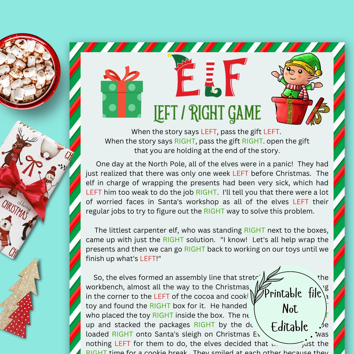 Left Right Christmas Games, Funny Elf Christmas Story, Right Left Game ...