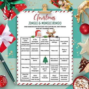 Jingle & Mingle Bingo Christmas Games, Office Christmas Party Games ...