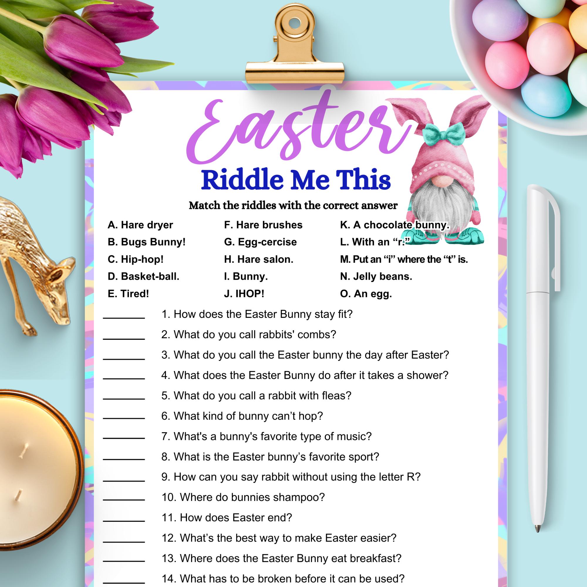 Easter Riddles Game Easter Riddles Game, Easter Games Group Adults, Trivia Game Printable ...