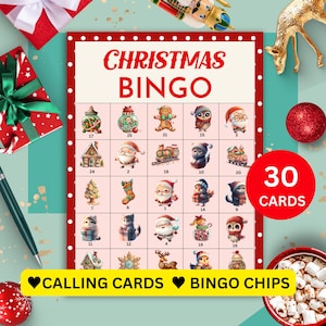 Christmas Bingo Game, Christmas Games Large Groups Adults, Kids Christmas Game, Family Christmas Party Game, Printable Christmas Bingo Cards