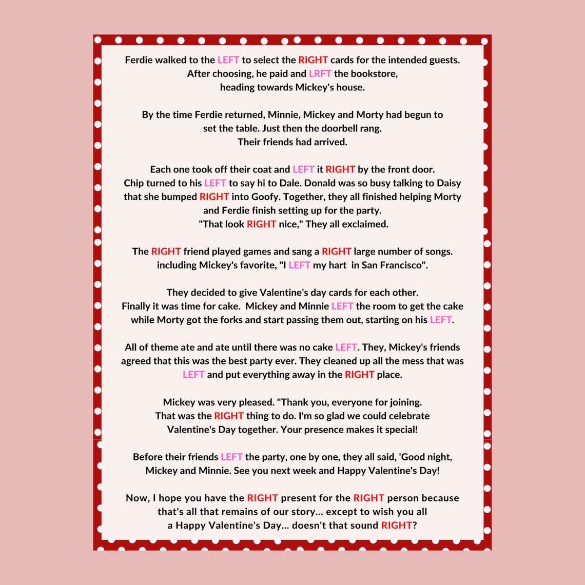 Valentines Pass the Gift Game, Valentines Day Games, Left Right Game ...