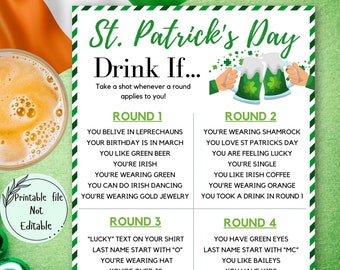 St Patricks Day Drinking Game, St Patricks Day Games, St Patricks Day Drink If Games, St Pattys Day Party Games Adults, Irish Drinking Games