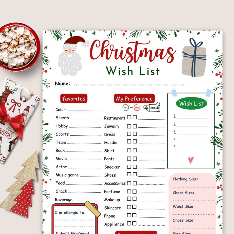 Christmas Wish List Coworker Christmas List Template Secret Letter 