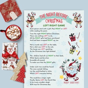Christmas Left Right Game, Christmas Pass the Gift Game, Printable Christmas Party Gift Exchange Poem, Family Christmas Group Games Kids