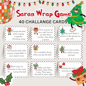Saran Wrap Game, Christmas Games Groups, Saran Wrap Ball Game Prize, Plastic Wrap Challenge Cards Printable, Christmas Party Games Family