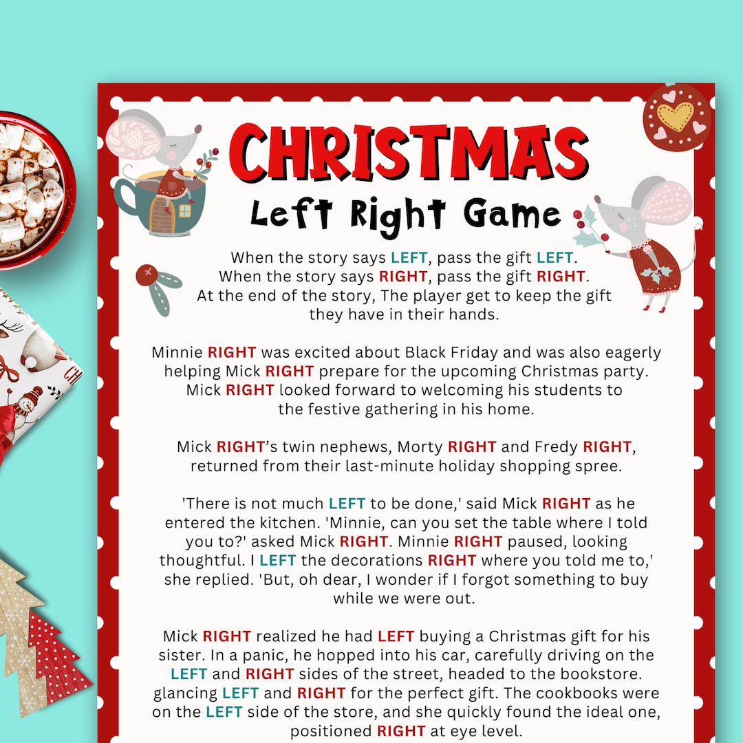 Left Right Christmas Game, Left Right Game, Fun Family Christmas Story