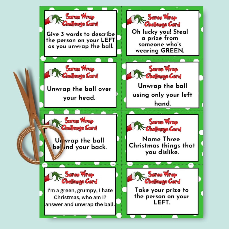 Saran Wrap Game, Saran Wrap Ball Game Rules & Coal Cards, Printable